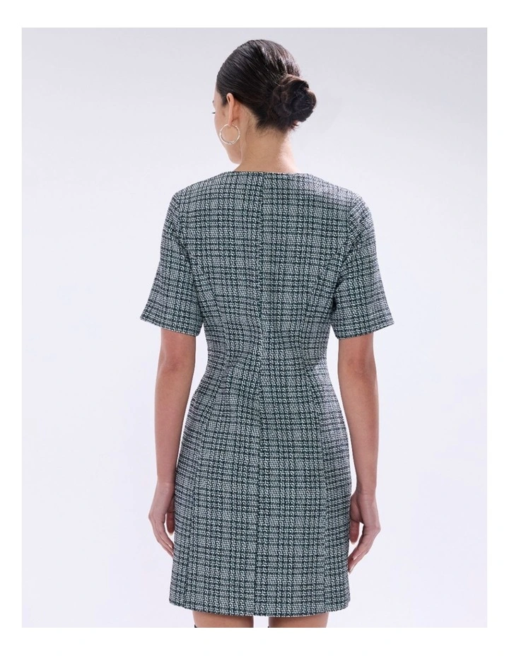 Tweed Ur Luv Mini Dress in Green Multi image 4