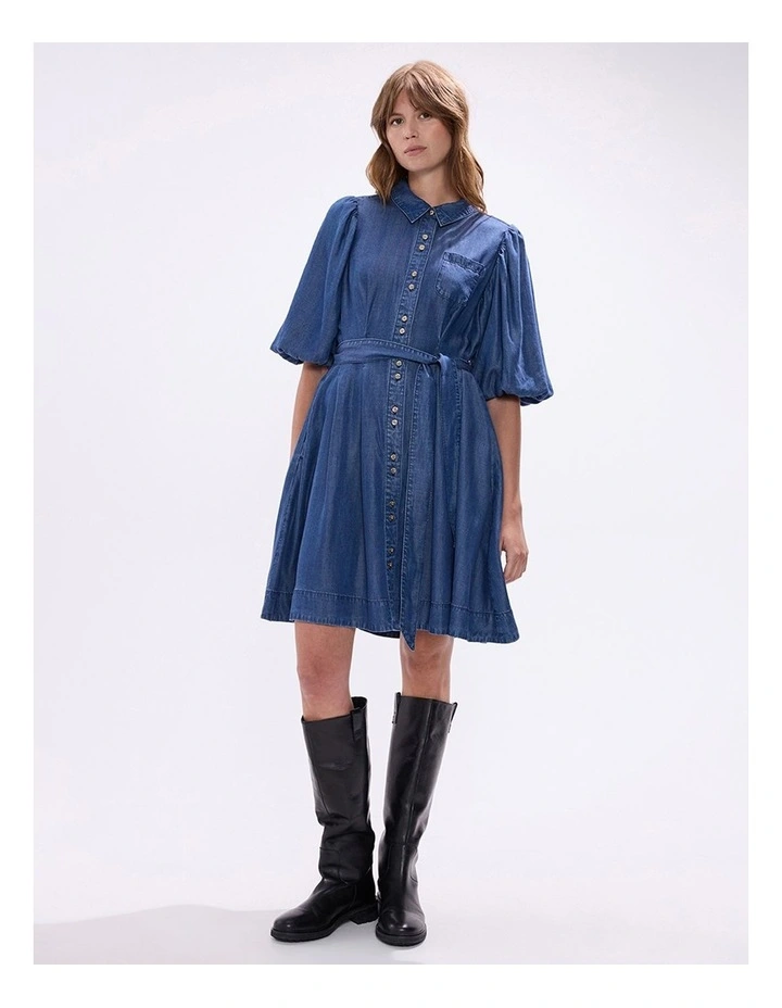 Deanna Chambray Dress in Calabria Blue image 1