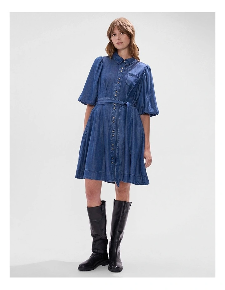 Deanna Chambray Dress in Calabria Blue image 2