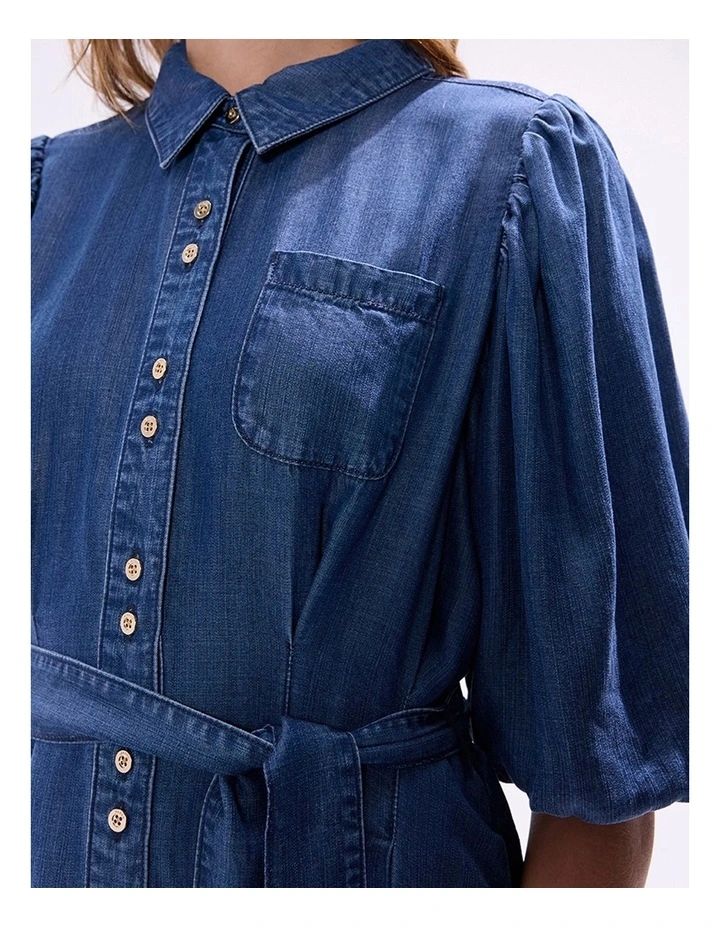 Deanna Chambray Dress in Calabria Blue image 2