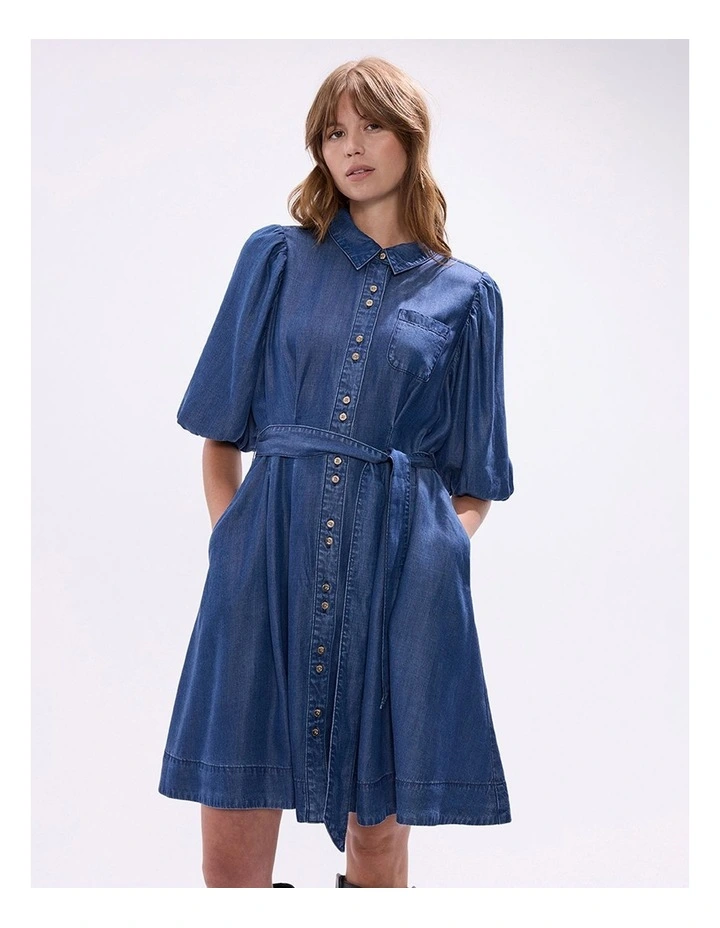 Deanna Chambray Dress in Calabria Blue image 3