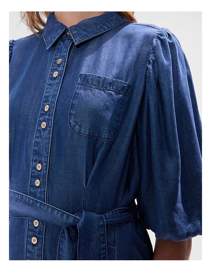 Deanna Chambray Dress in Calabria Blue image 4