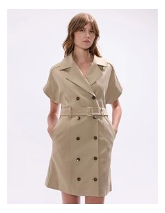 Manon Trench Dress in Sesame Brown