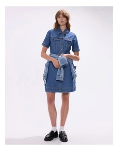 Kira Denim Mini Dress in Sicily Blue