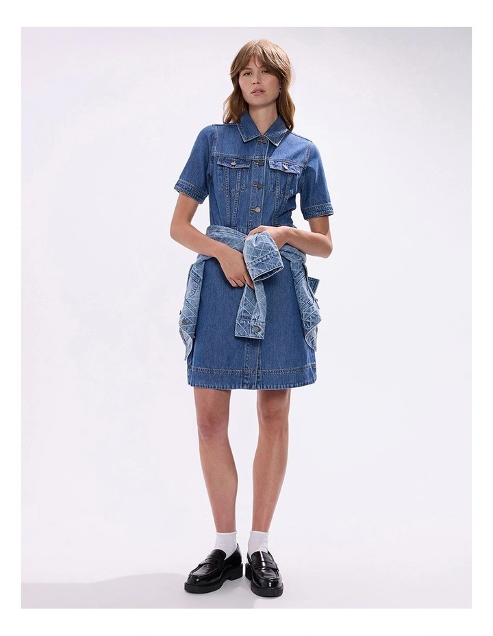Kira Denim Mini Dress in Sicily Blue image 1