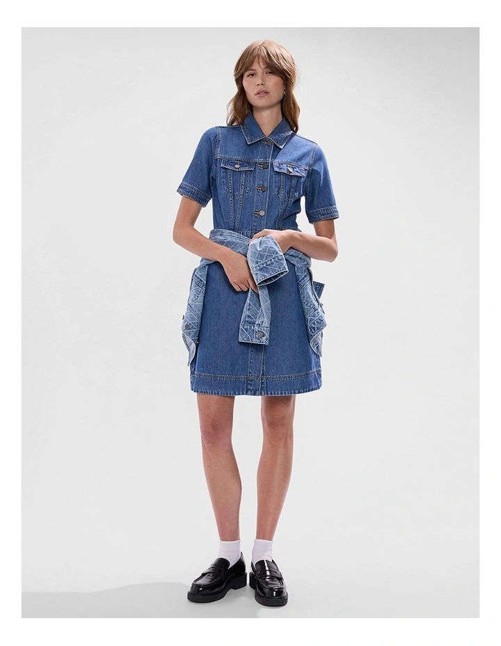 Kira Denim Mini Dress in Sicily Blue image 2