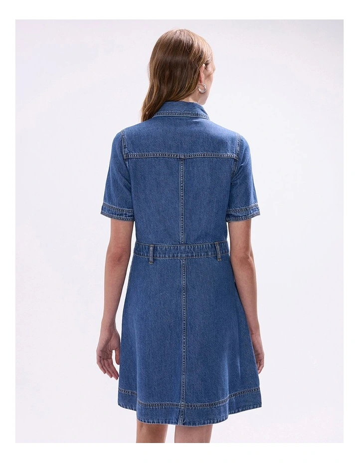 Kira Denim Mini Dress in Sicily Blue image 3