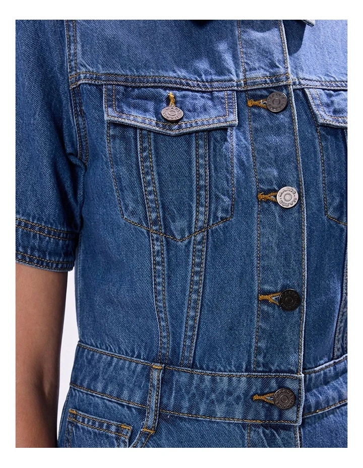 Kira Denim Mini Dress in Sicily Blue image 4