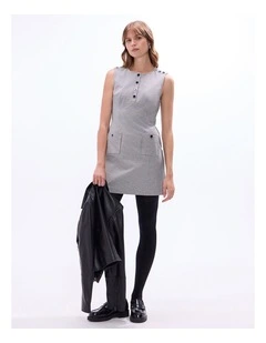 Dawn Check Mini Dress in Grey Multi
