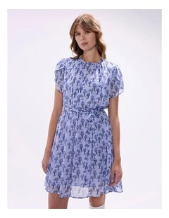 Take On Tree Mini Dress in Pearl Blue