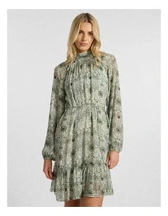 Holiday in The Sun Dress in Khaki Multi