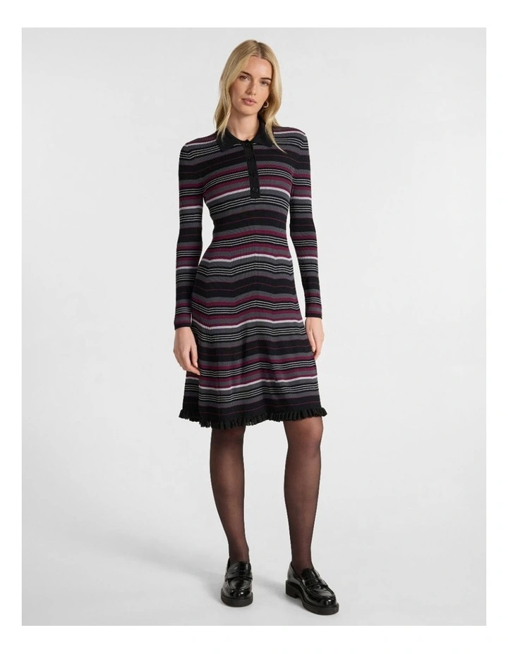 Secret Agent Knit Dress in Black Stripe image 1