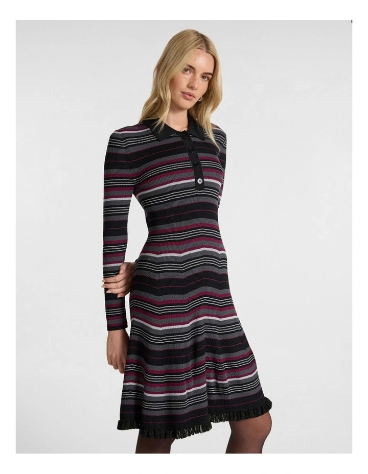 Secret Agent Knit Dress in Black Stripe image 2