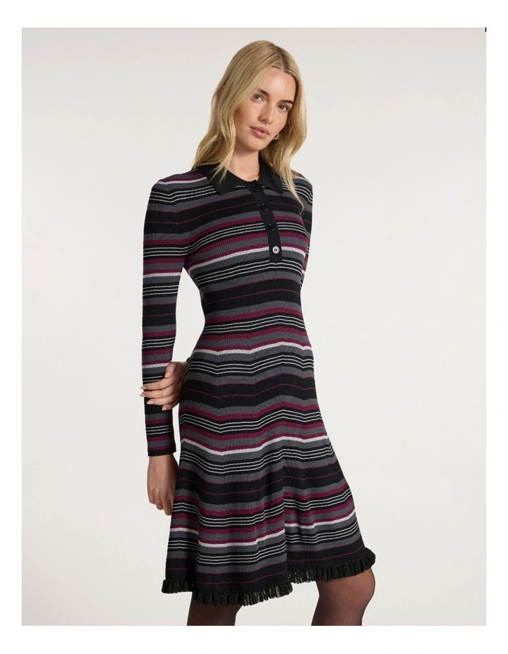 Secret Agent Knit Dress in Black Stripe image 2