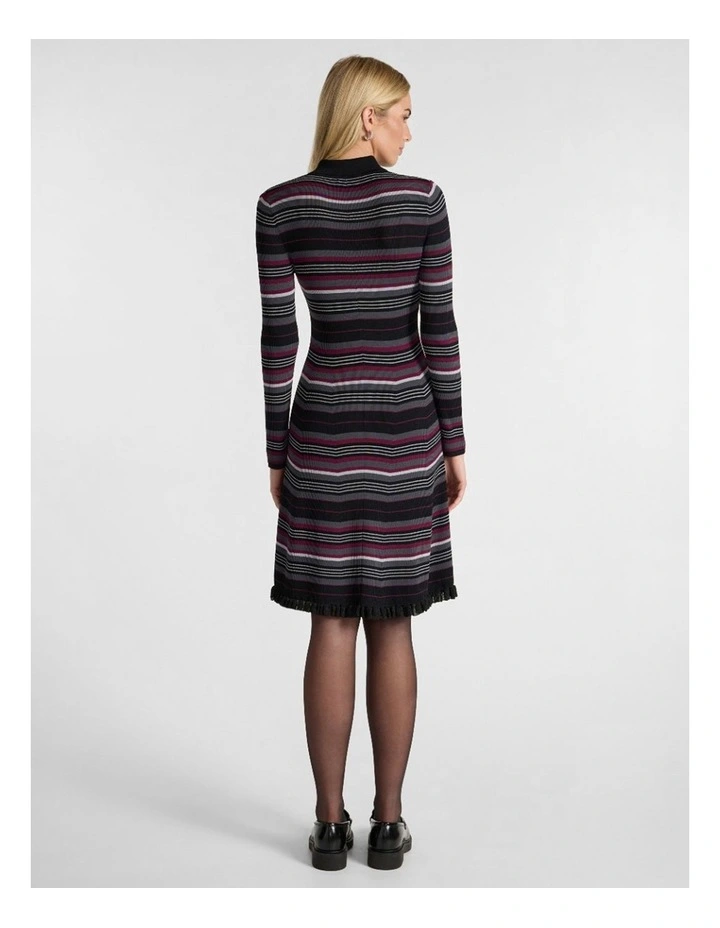 Secret Agent Knit Dress in Black Stripe image 3