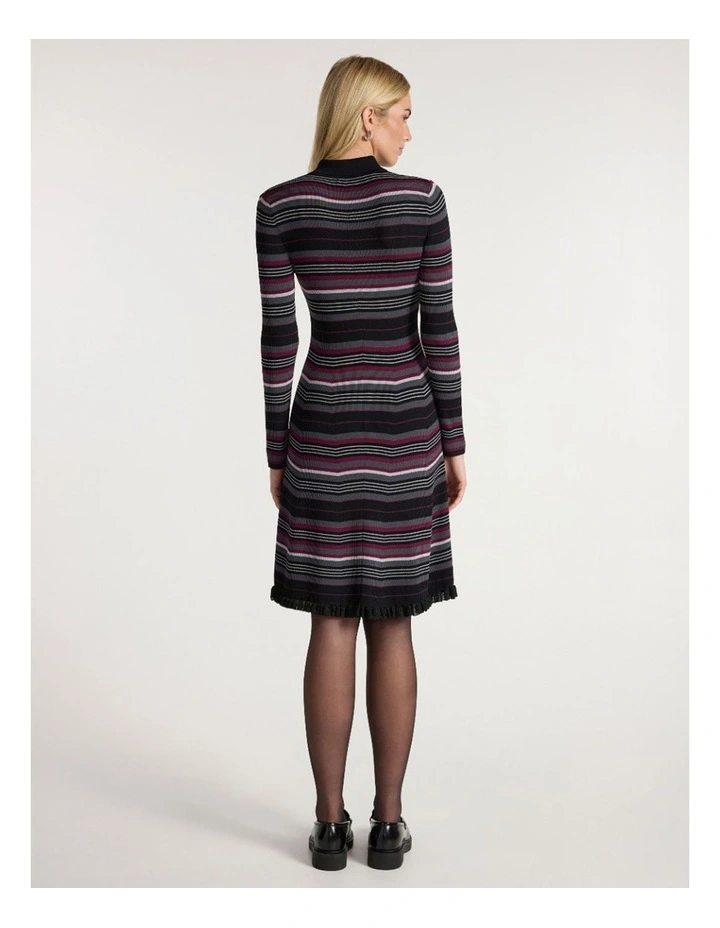 Secret Agent Knit Dress in Black Stripe image 4