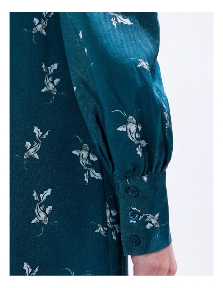 About A Koi Mini Dress in Teal Multi image 2