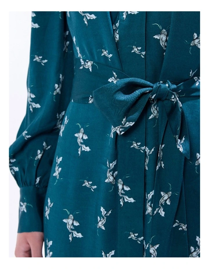 About A Koi Mini Dress in Teal Multi image 3