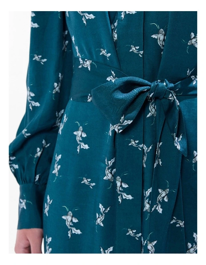 About A Koi Mini Dress in Teal Multi image 5