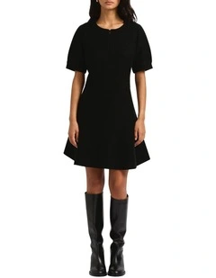 Mimi Felted Wool Mini Dress in Black