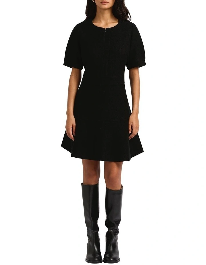 Mimi Felted Wool Mini Dress in Black image 1