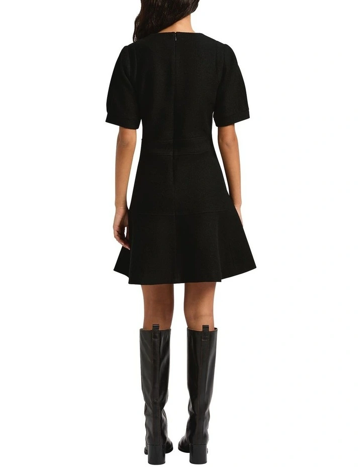 Mimi Felted Wool Mini Dress in Black image 2