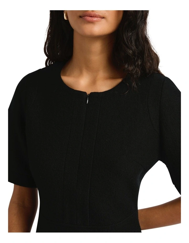 Mimi Felted Wool Mini Dress in Black image 3