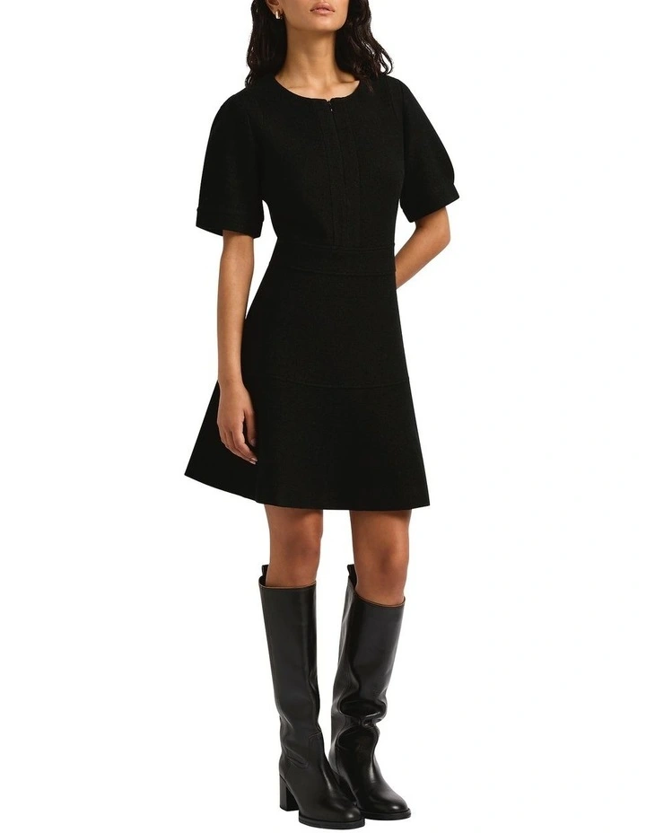 Mimi Felted Wool Mini Dress in Black image 4