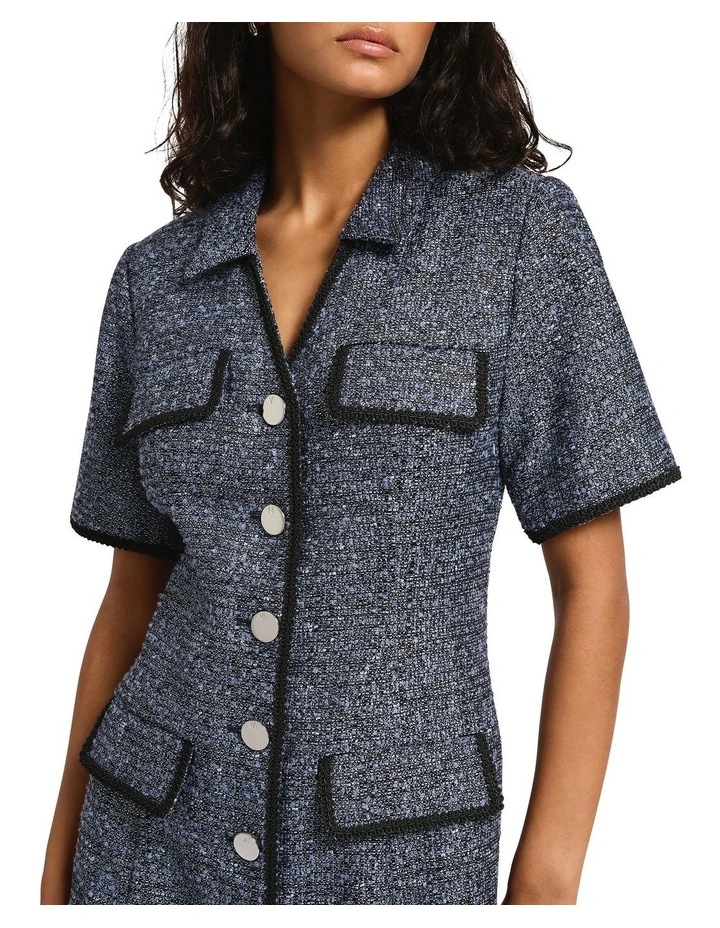Hans Metallic Tweed Dress in Blue Multi image 3
