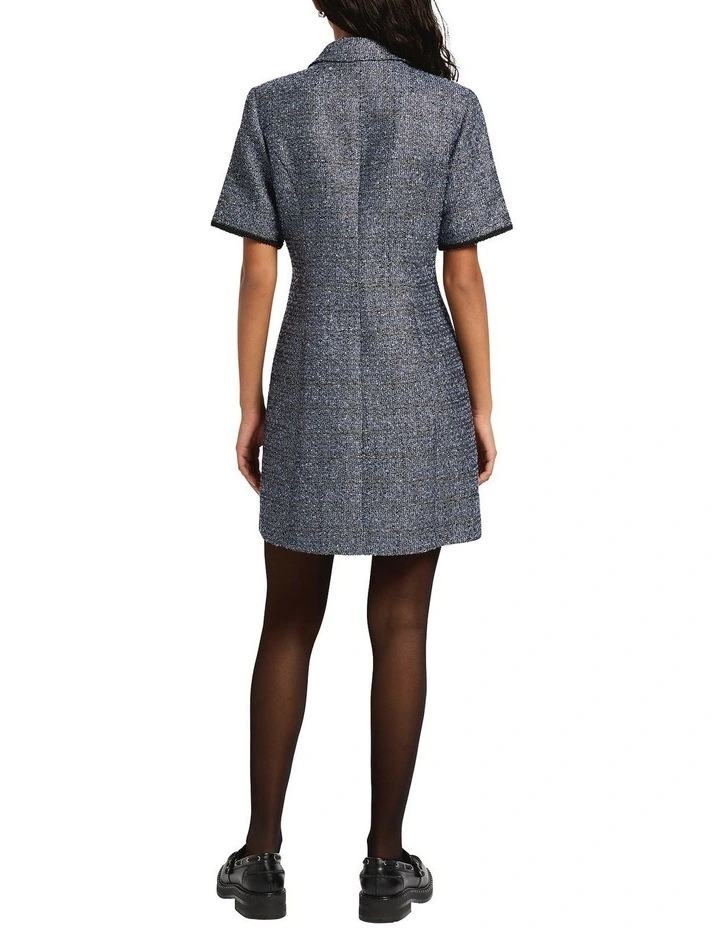 Hans Metallic Tweed Dress in Blue Multi image 4