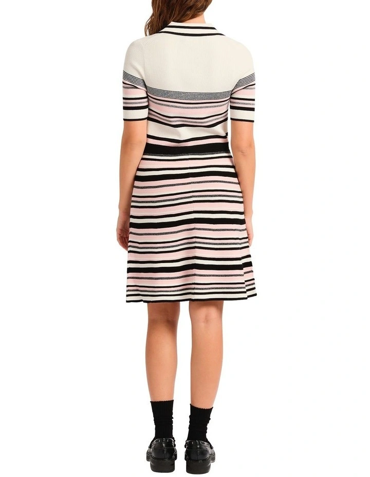 Serena Stripe Knit Dress in Black Stripe image 2