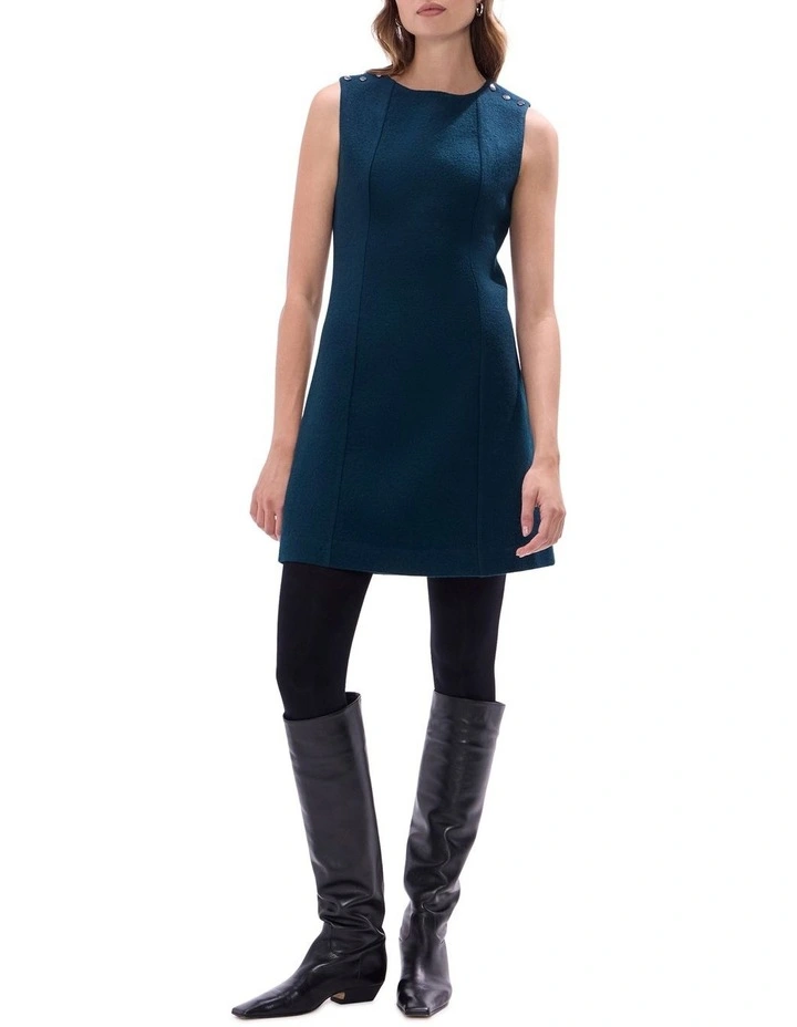 Feyre Felted Wool Mini Dress in Deep Forest image 1