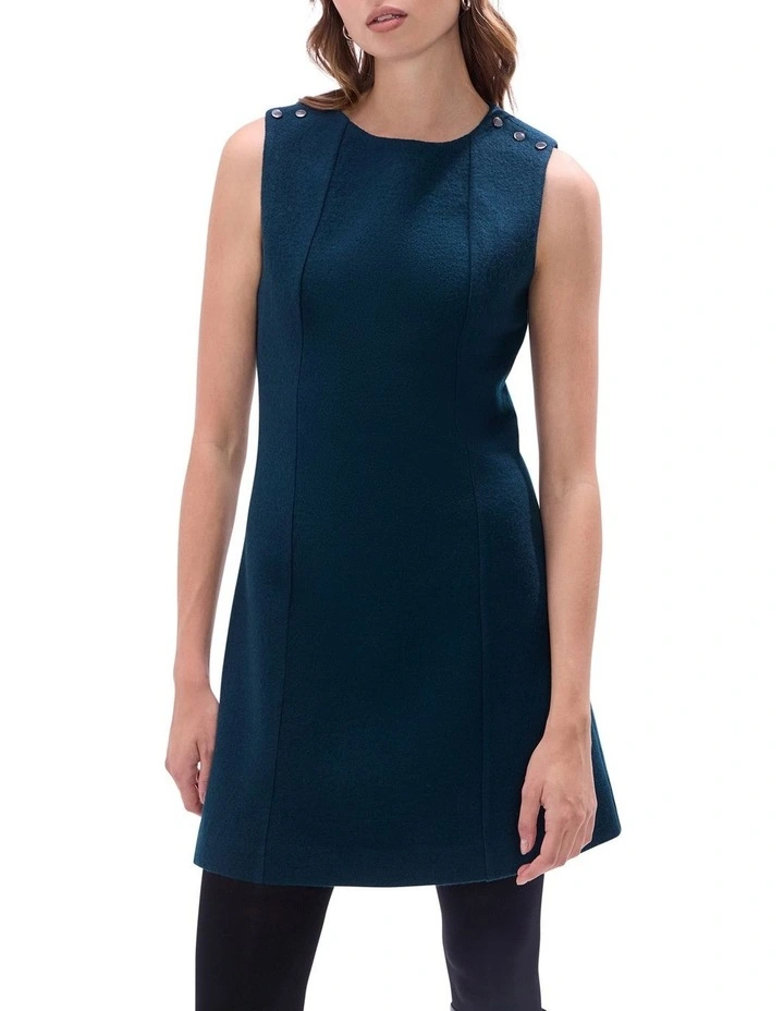 Feyre Felted Wool Mini Dress in Deep Forest image 2