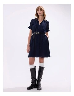 Gwyneth Jacquard Dress in Midnight