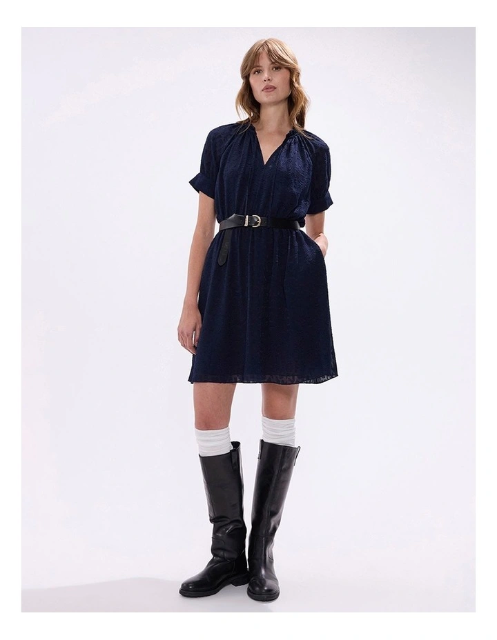 Gwyneth Jacquard Dress in Midnight image 1