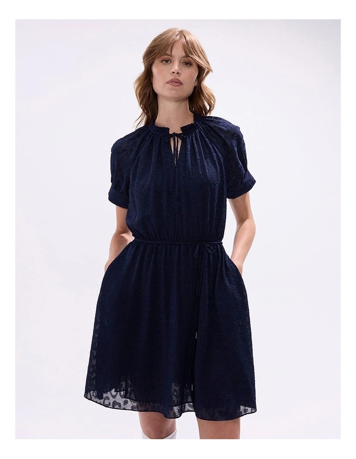 Gwyneth Jacquard Dress in Midnight image 3