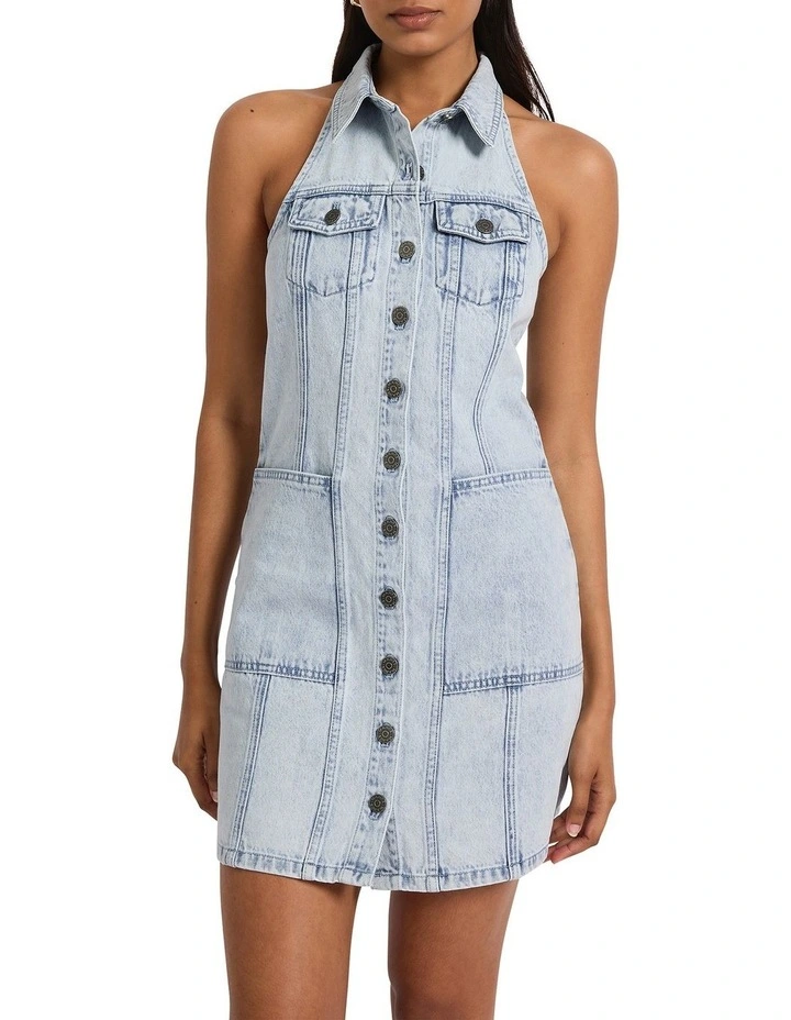 Madison Sleeveless Denim Dress in Hawaiian Blue image 1