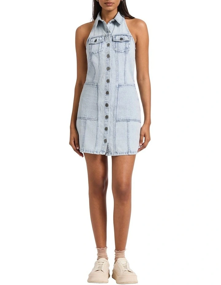 Madison Sleeveless Denim Dress in Hawaiian Blue image 2