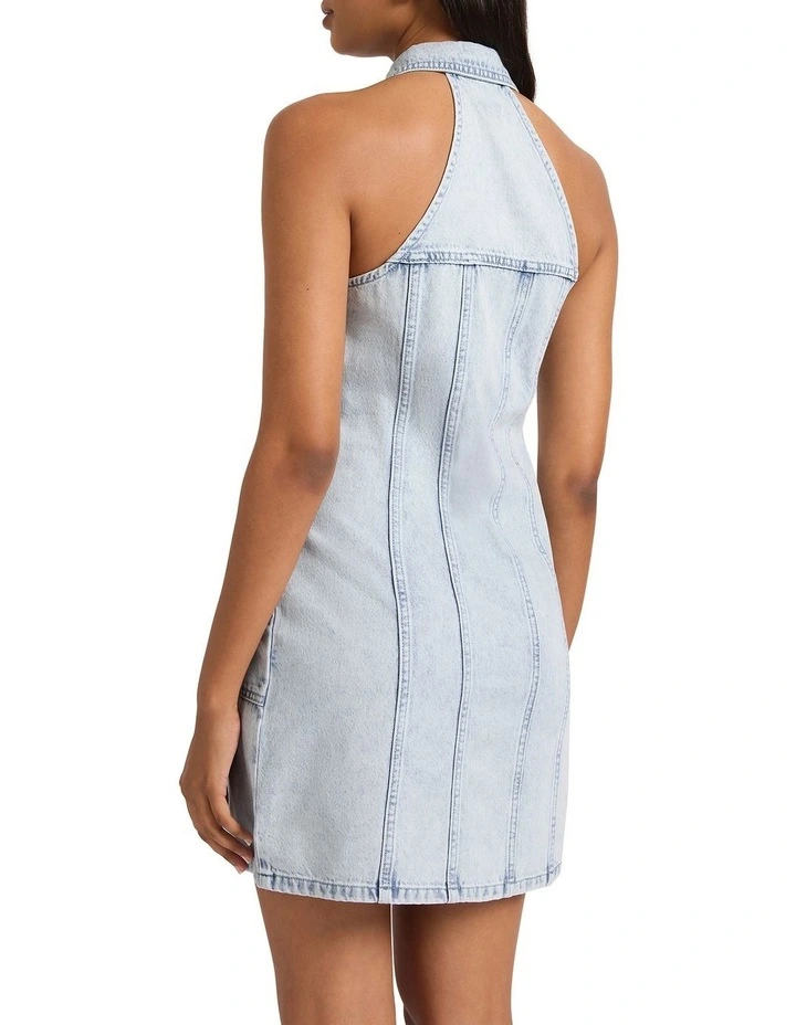 Madison Sleeveless Denim Dress in Hawaiian Blue image 3