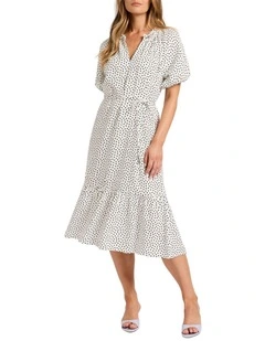 Star Star Away Midi Dress in White Multi