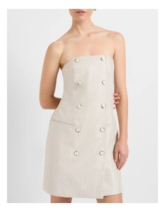 Quinn Stretch Linen Dress in Silver