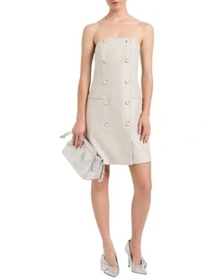 Quinn Stretch Linen Dress in Silver