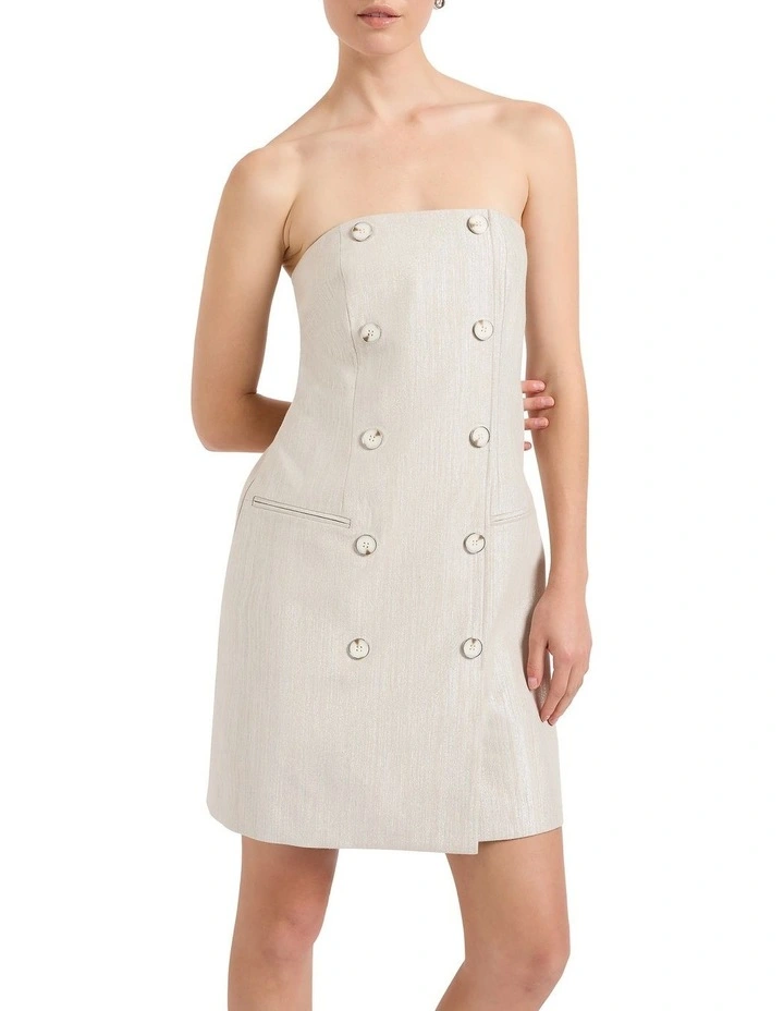 Quinn Stretch Linen Dress in Silver image 4