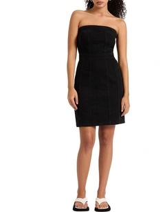 Sabrina Strapless Mini Dress in Washed Black