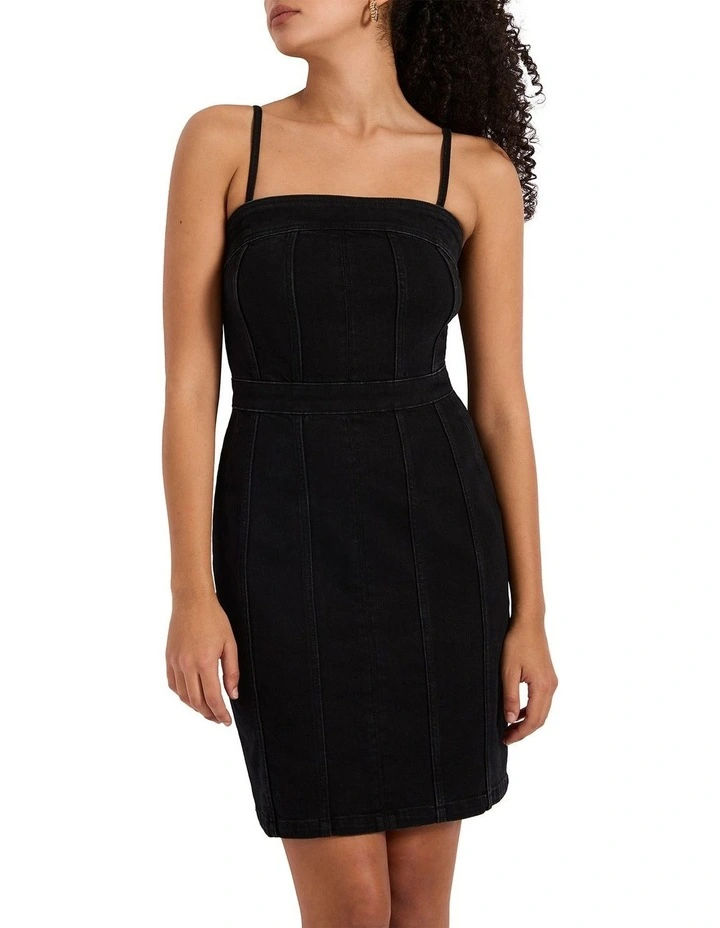 Sabrina Strapless Mini Dress in Washed Black image 4