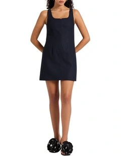 Avril Metallic Mini Dress in Navy Sparkle