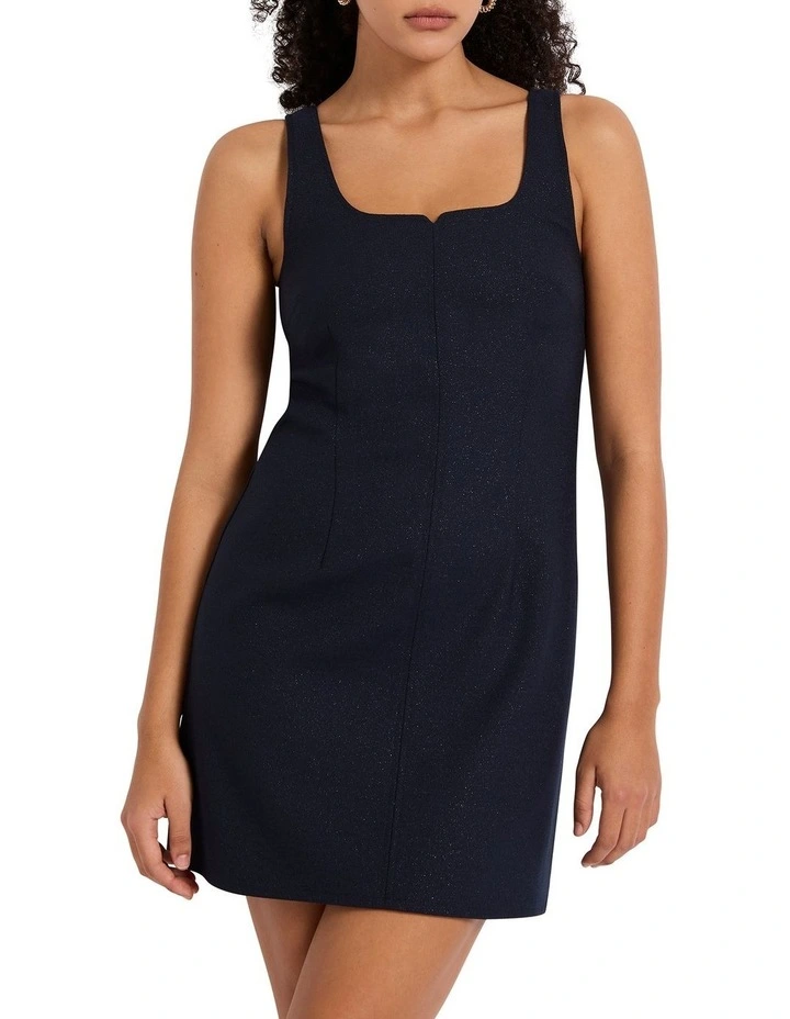 Avril Metallic Mini Dress in Navy Sparkle image 2