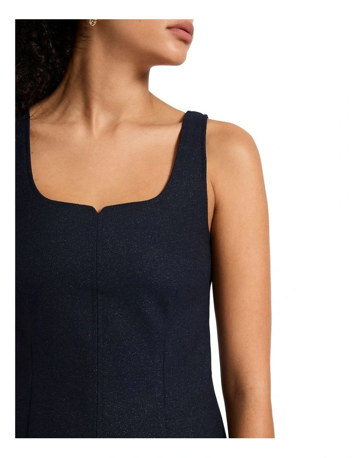 Avril Metallic Mini Dress in Navy Sparkle image 3