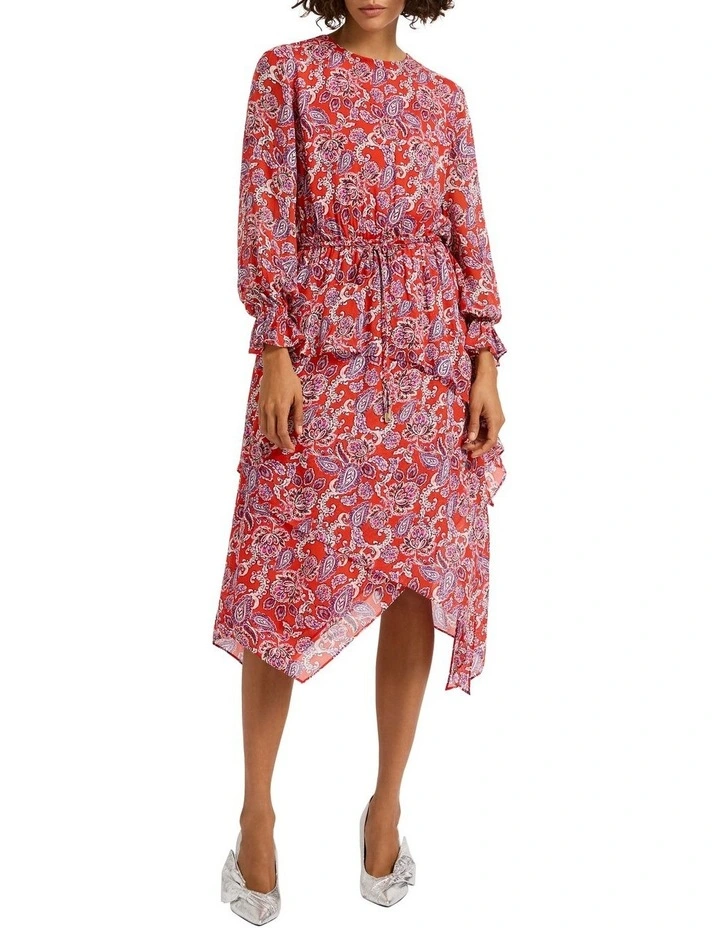Red-Y For It Midi Dress in Red Multi image 1