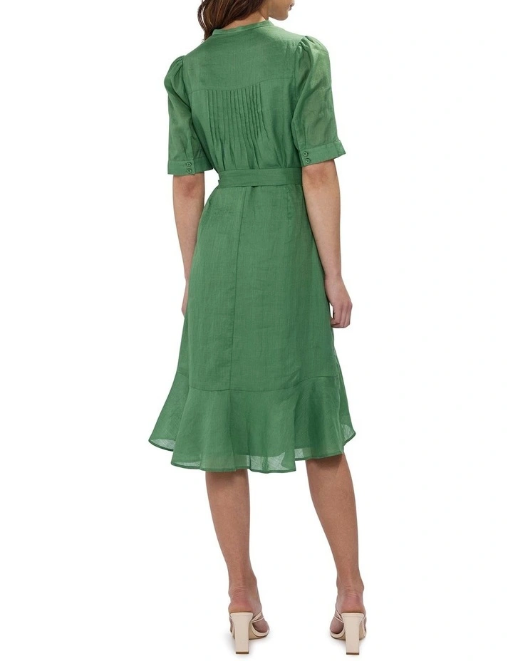 Paddington Ruffle Mini Dress in Cactus Green image 3